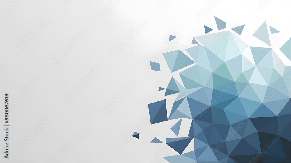 Poster abstract blue geometric with triangle like stone at white background for presentation background