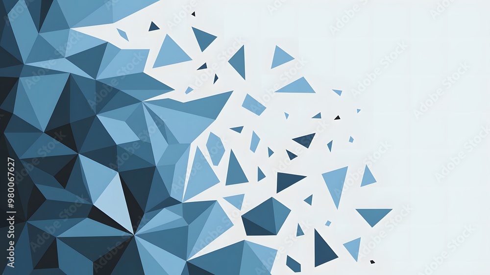 Aufkleber abstract blue geometric with triangle like stone at white background for presentation background