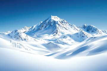 Naklejka premium Snow-Covered Mountain Range Under a Clear Blue Sky