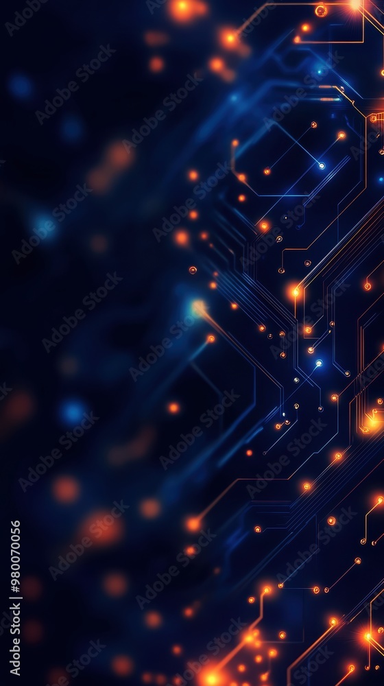Poster abstract digital background with glowing circuits and lights, perfect for technology and innovation 