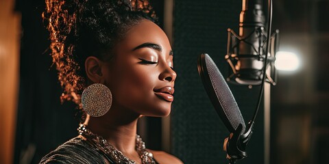 female jazz singer in recording studio