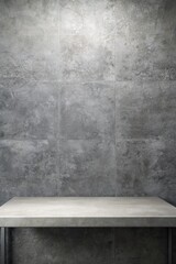 White table stone at grey marble wall with lamp archutecture for your background or concept design