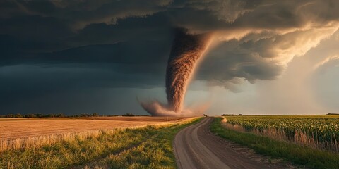 tornado concept - whirlwind weather during natural disaster