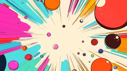 Abstract Comic Book Style Background with Colorful Circles and Lines