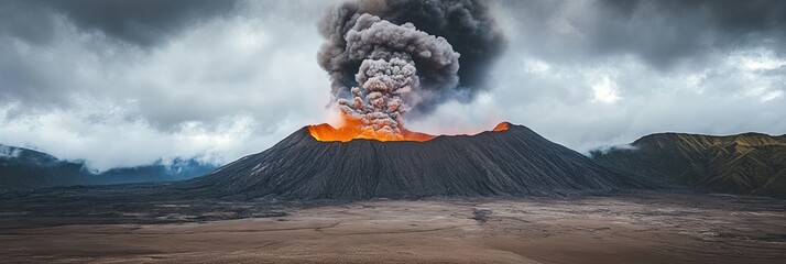 volcano eruption with hot lava
