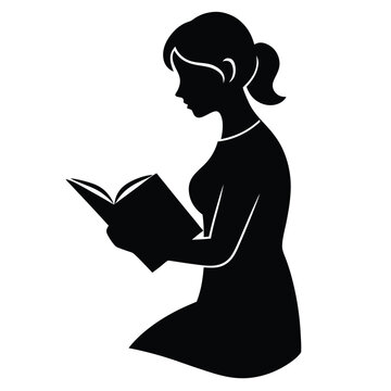 recommend clip art: Silhouette of a Woman Sitting and Reading a book