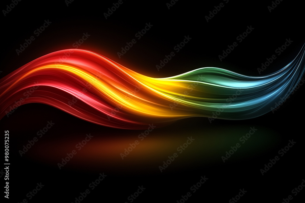 Poster abstract dark background transparent smooth wave multicolored with