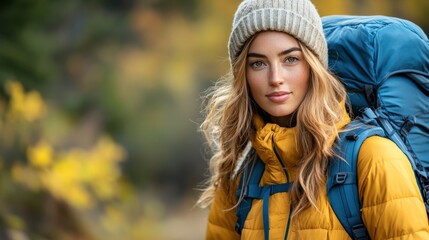 Female Explorer in Nature Landscape