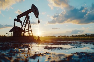 Fototapeta premium Petroleum extraction industry and machinery