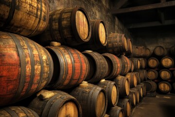 Pile of whisky casks from Scotland