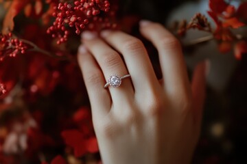 Fototapeta premium Ring of commitment on bride s hand