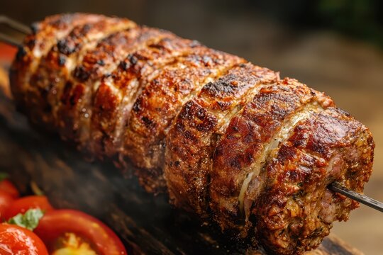 Rotating roast known as D&ouml;ner Kebab from Turkey