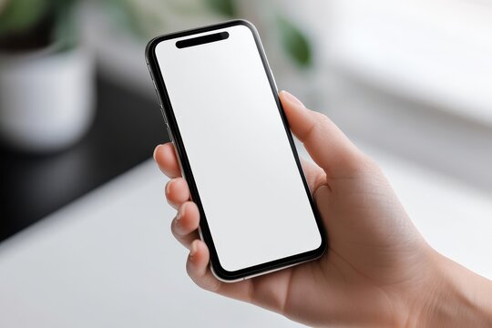 Smartphone mockup with transparent screen and clipping path for business app infographic design