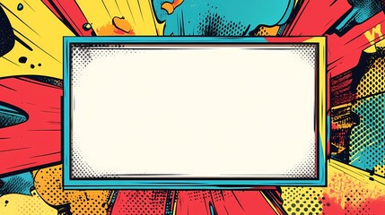 Naklejka premium A blank comic book speech bubble surrounded by bold colors
