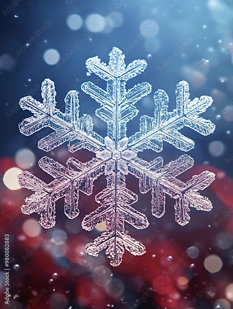 Aufkleber detailed close-up of a unique snowflake crystallizing, featuring delicate, intricate patterns on its