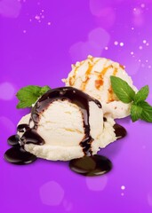 Scoop of tasty sweet cold ice cream