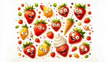 Hintergrund, Wallpaper lustige Erdbeeren