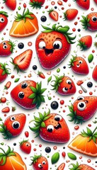 Hintergrund, Wallpaper lustige Erdbeeren