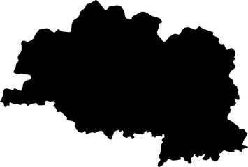 Contour map of the region of Vitebsk, Belarus. Graphic illustration on a transparent background with black region borders
