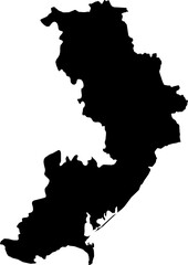 Contour map of the region of Odessa, Ukraine. Graphic illustration on a transparent background with black region borders