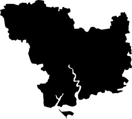Fototapeta premium Contour map of the region of Mykolayiv, Ukraine. Graphic illustration on a transparent background with black region borders