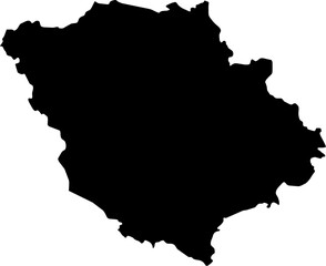 Contour map of the region of Poltava, Ukraine. Vector graphic illustration on a transparent background with black region borders