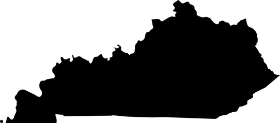 Contour map of the state of Kentucky, USA. Vector graphic illustration on a transparent background with black region borders