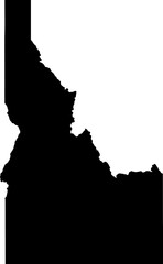 Contour map of the state of Idaho, USA. Vector graphic illustration on a transparent background with black region borders