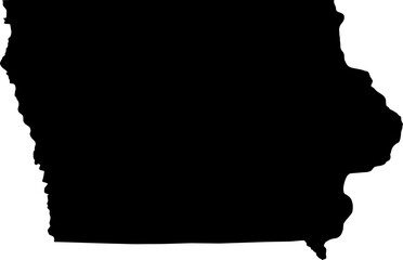 Contour map of the state of Iowa, USA. Vector graphic illustration on a transparent background with black region borders
