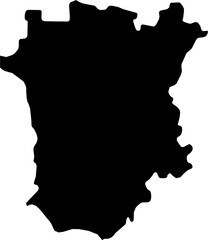 Contour map of the region of Chechnya, Russia. Graphic illustration on a transparent background with black region borders