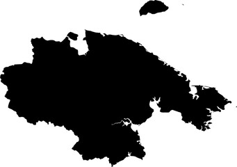 Contour map of the region of Chukchi Autonomous Okrug, Russia. Vector graphic illustration on a transparent background with black region borders