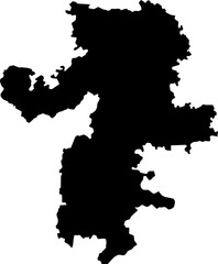 Contour map of the region of Chelyabinsk, Russia. Graphic illustration on a transparent background with black region borders