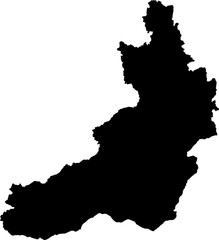 Contour map of the region of Chita, Russia. Graphic illustration on a transparent background with black region borders
