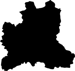 Contour map of the region of Lipetsk, Russia. Vector graphic illustration on a transparent background with black region borders