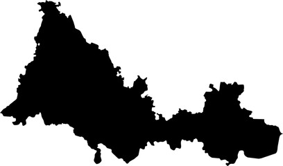 Obraz premium Contour map of the region of Orenburg, Russia. Graphic illustration on a transparent background with black region borders