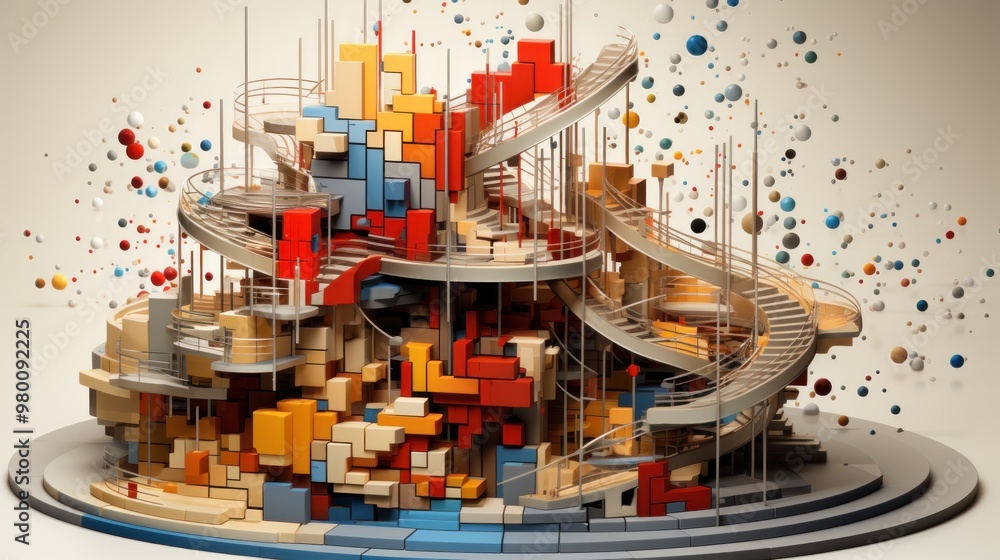 Poster abstract architecture with colorful balls