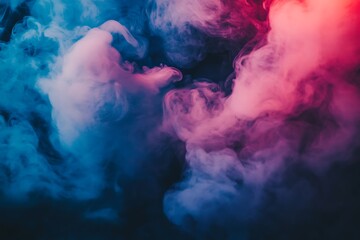 Abstract Colorful Smoke Swirls, Vapor, Haze, Blue Red White Background