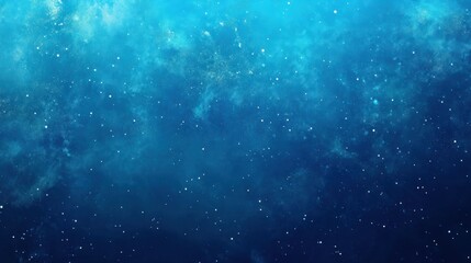 A vivid ocean blue background with small, scattered star-like shapes in the upper half.