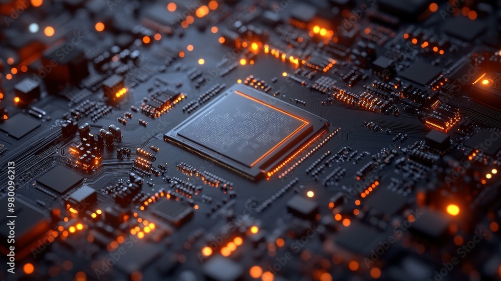 Aufkleber glowing circuit board: backlit high-performance computer processor technology