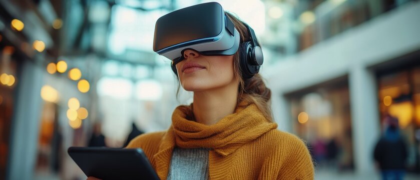 A tour guide using an interactive tablet to provide immersivemultimedia experiences for visitors with free copy space