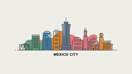Obraz premium Colorful Vector Skyline of Mexico City