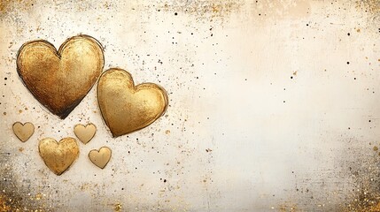 Obraz premium Elegant hand-drawn heart designs with gold accents and ample copy space.
