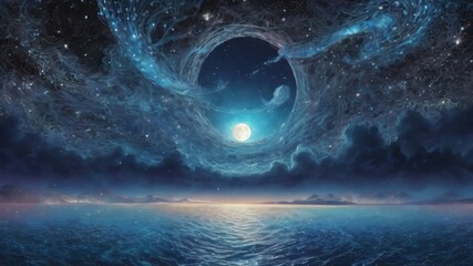 beach and sea minimalist illustration night and day