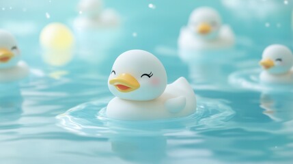 Yellow rubber duck in the bathtub with rubber duck toys in bathroom and cherry blossom in onsen,Bathtub full of foam with bubbles,relaxing in water,Vector illustration.