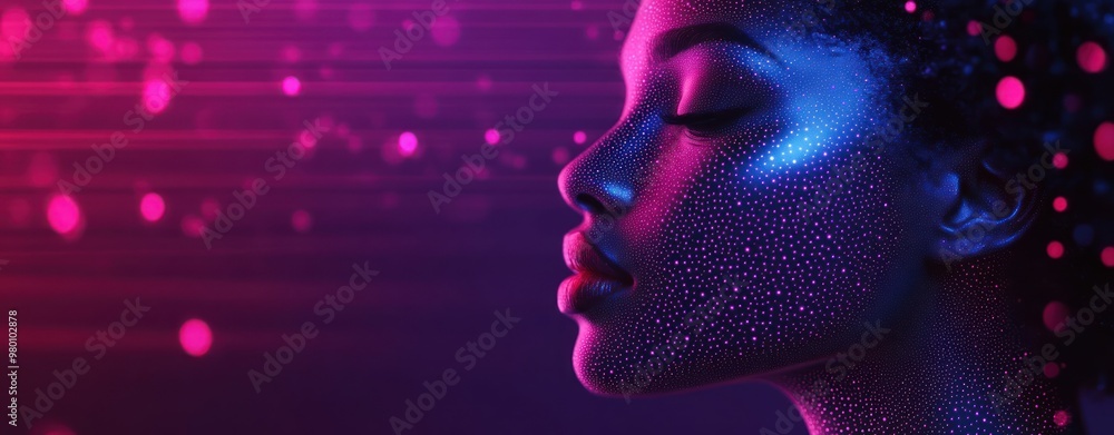 Wall mural Neon Portrait of a Woman