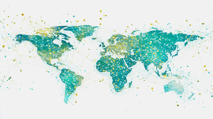 Fototapeta premium Abstract white background with Colorful business connection of line from nail node to node on world map background Innovation network points Earth's surface