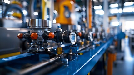 Obraz premium Network of pipes delivering compressed air to various machines and tools in the manufacturing area.