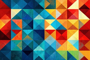 Abstract Geometric Pattern with Vibrant Colors and Distressed Texture