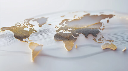 Naklejka premium Abstract white background with Colorful business connection of line from nail node to node on world map background Innovation network points Earth's surface
