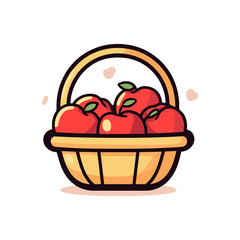 Full Basket of Apples Icon Representing Harvest Season, Fresh Produce, and Autumn Agriculture